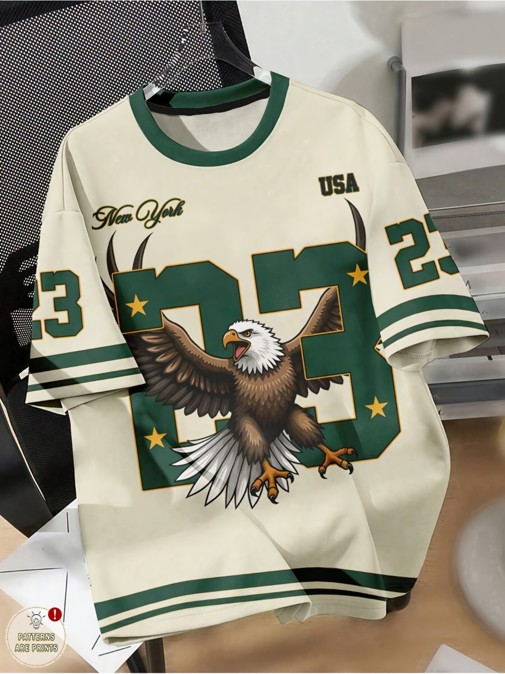 3D Printing Eagle - T-shirt de baseball imprimé 3D American